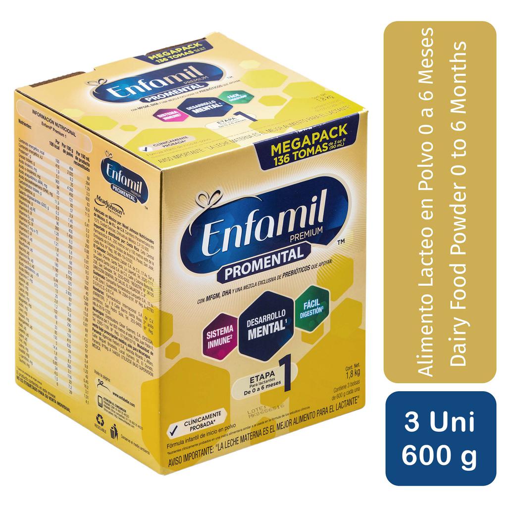 Enfamil Premium Promental Fórmula para Bebés en Polvo Etapa 1 / 3 Unidades / 600 g / 21.16 oz