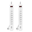 Bytech Protector Contra Sobretensiones con 7 Tomas y 2 Puertos USB 2 Unidades