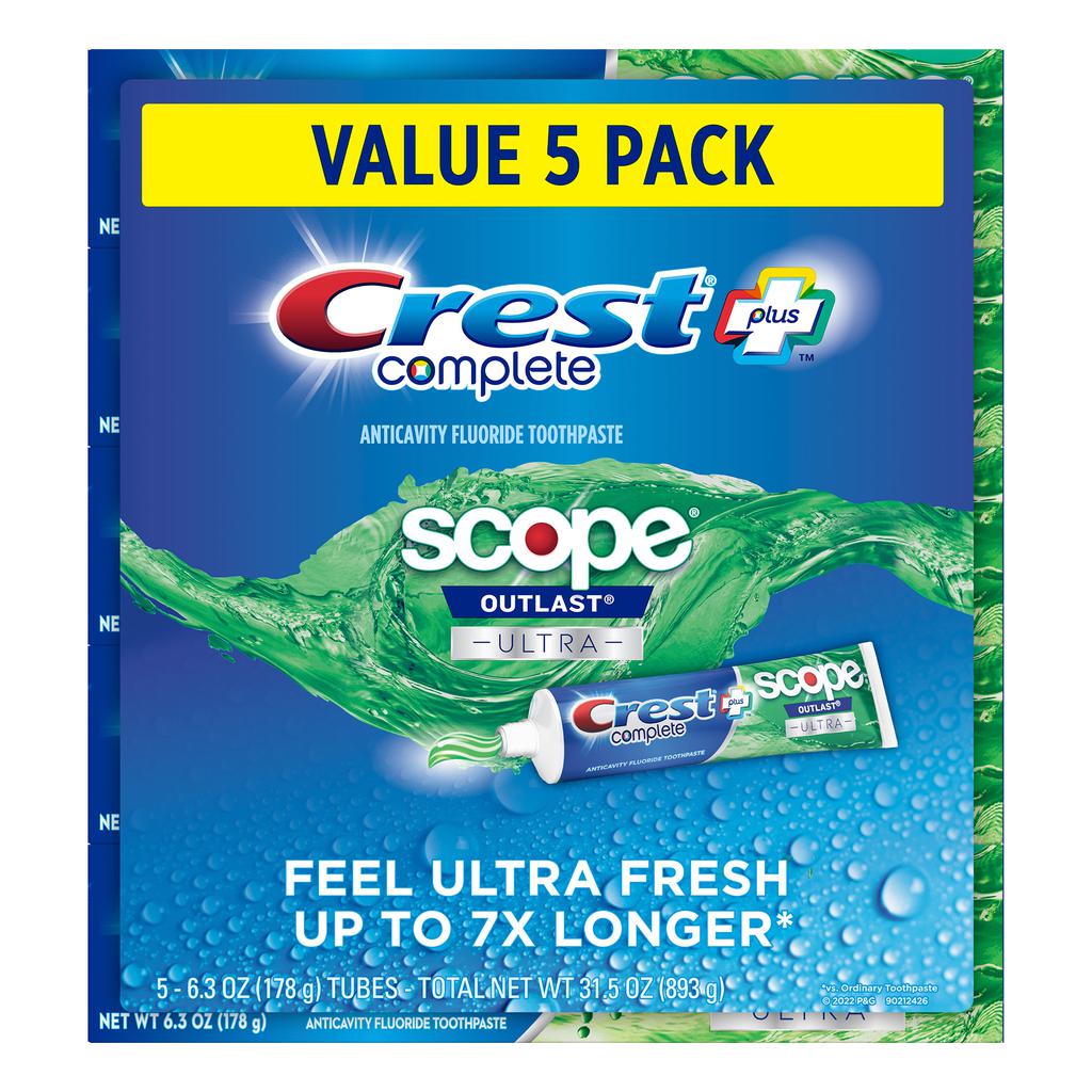 [453550] Crest Crema Dental Complete + Scope Advanced Active Foam 5 Unidades / 178 g / 6.3 oz
