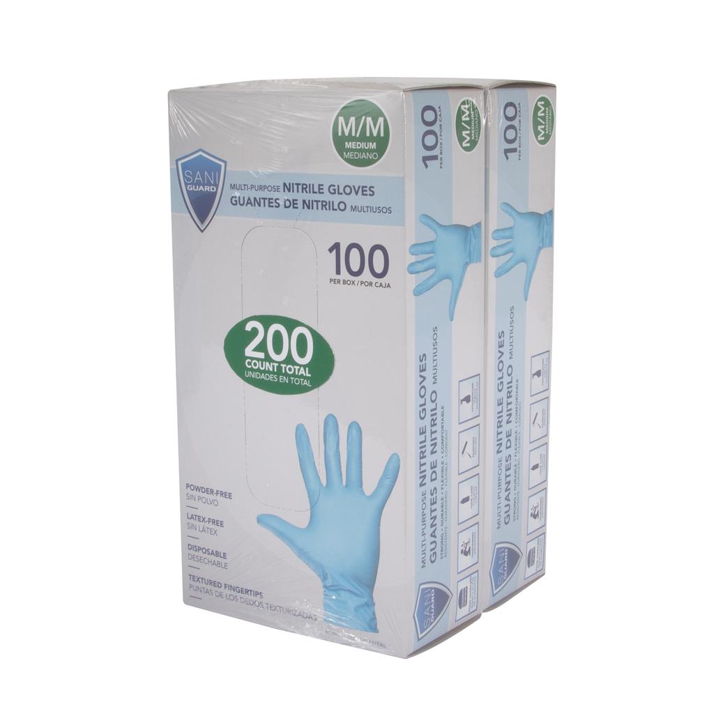 [467679] Sani-Guard Guantes Desechables de Nitrilo Multiusos Talla Mediana 2 Paquetes / 100 Unidades