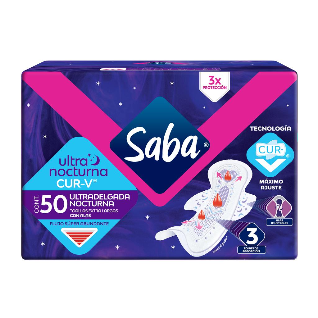 [567977] Saba Toallas Femeninas Nocturna Ultra Delgada Cur V 50 Unidades