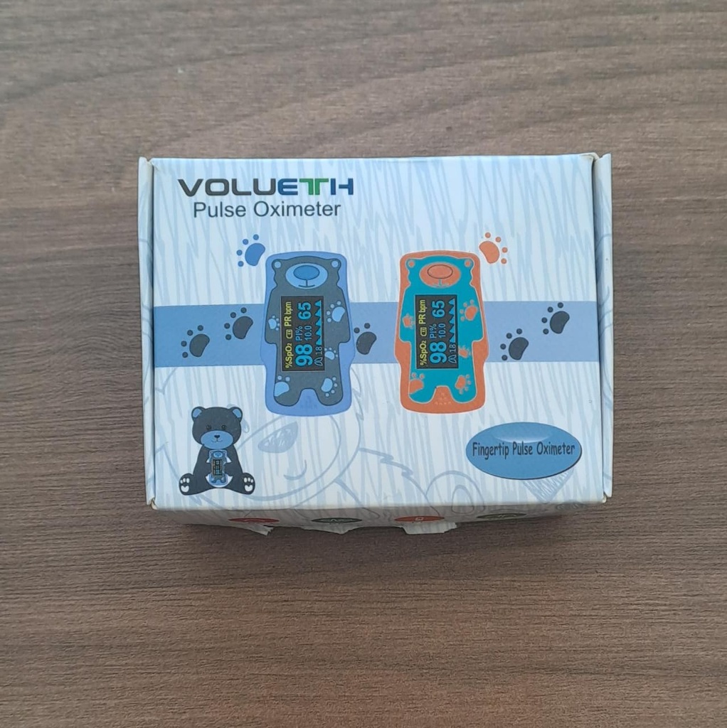 Oximetro pediatrico de oso celeste con gris VOLUETH