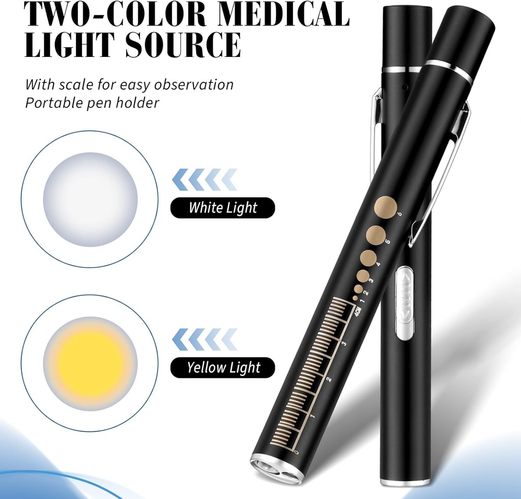 Pupilera recargable LED de doble haz calida/blanca